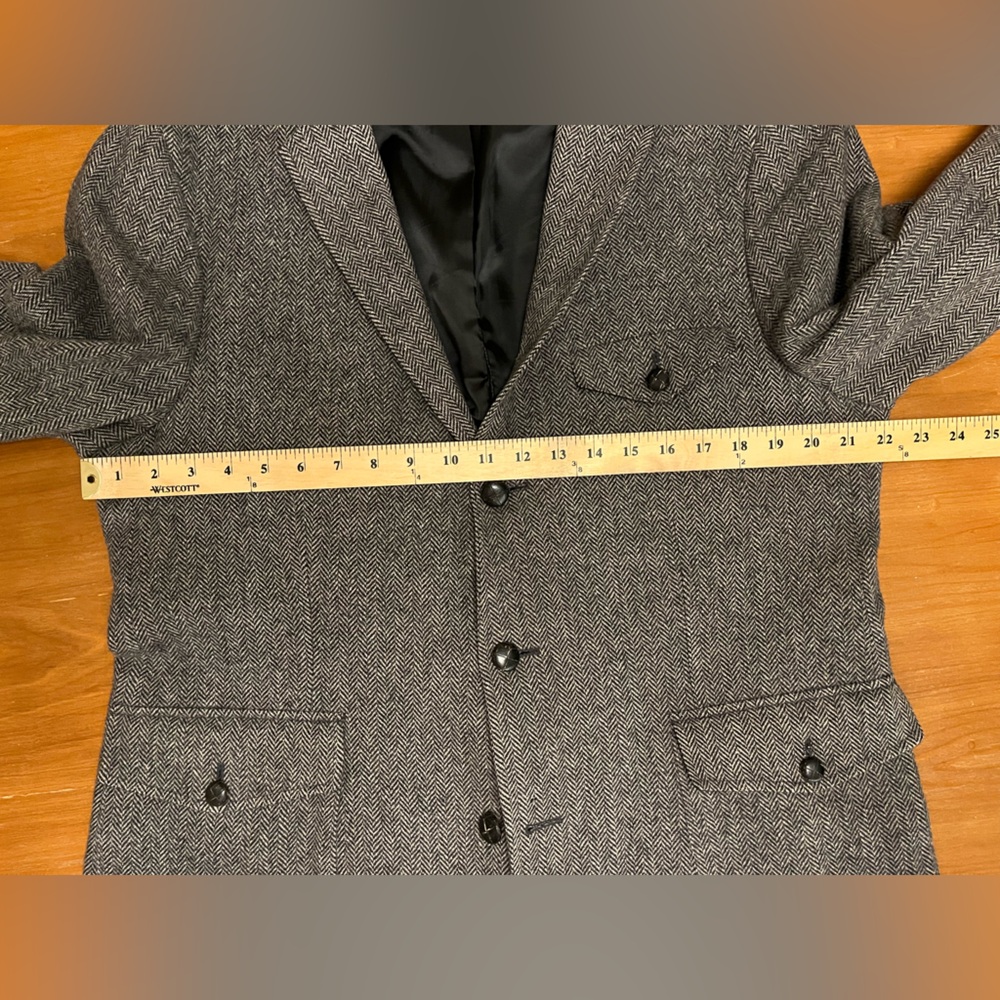 Men's Lands' End Canvas Gray Herringbone Tweed Wool Sport Coat Blazer Size: 44 - Picture 7 of 8